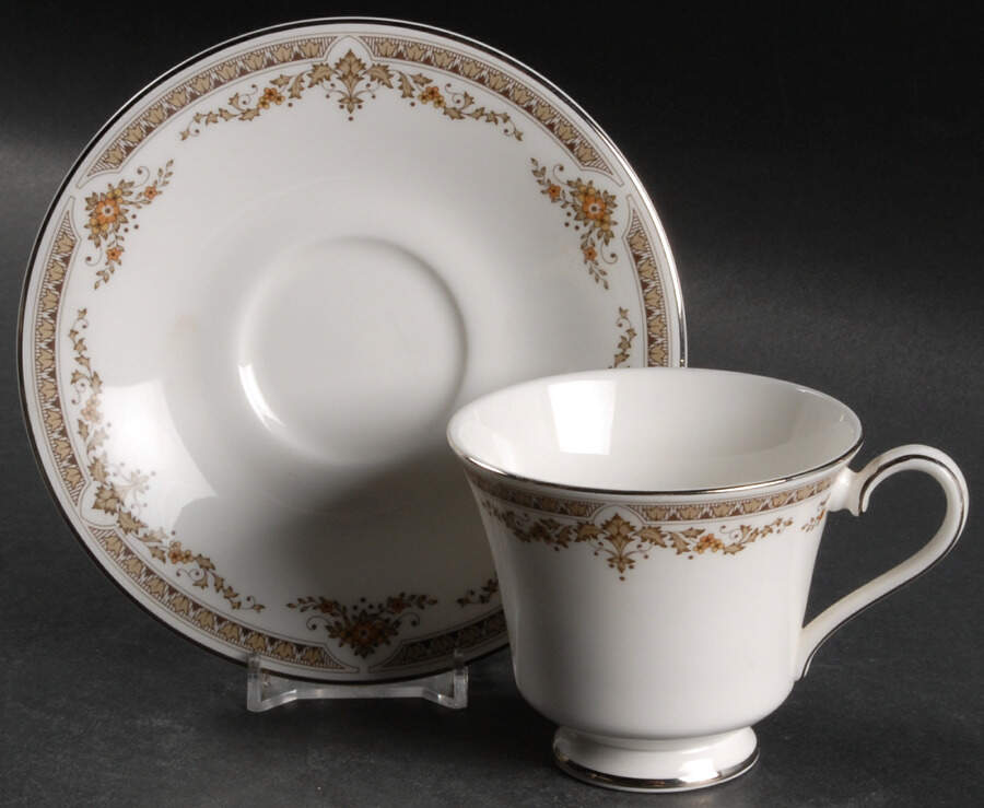 Repton (Platinum Trim) Footed Cup & Saucer Set by Royal Doulton-1
