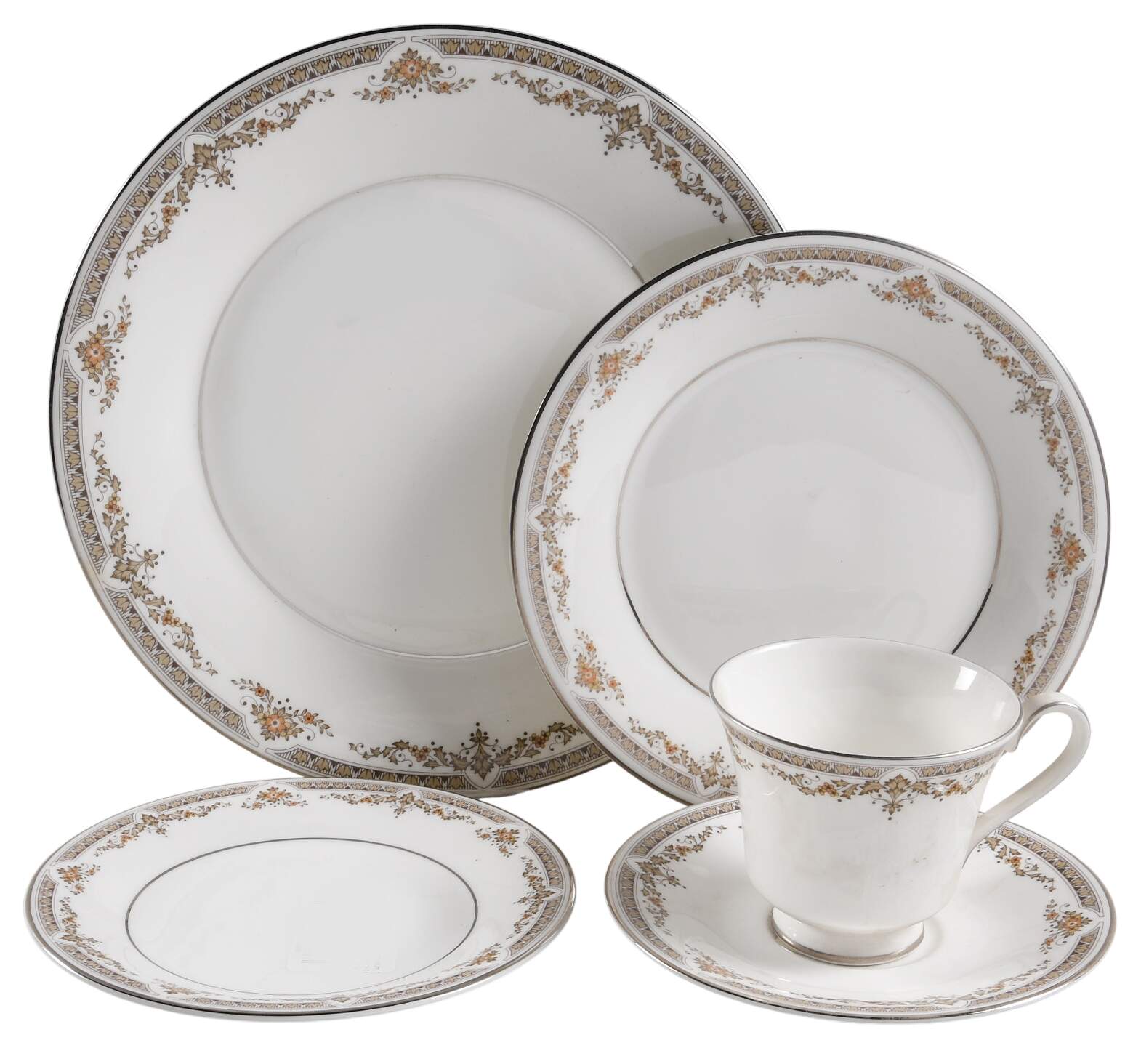 Repton (Platinum Trim) 5 Piece Place Setting by Royal Doulton-1