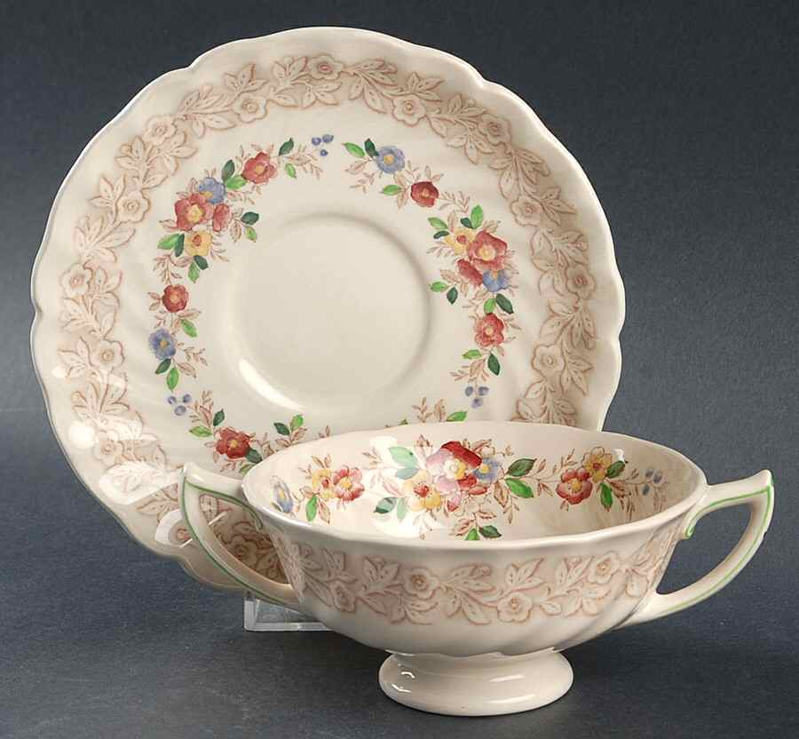 Rhapsody Footed Cream Soup Bowl & Saucer Set by Royal Doulton-1