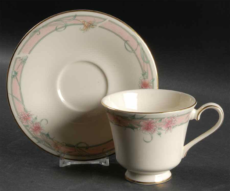 Ribbons & Flowers Footed Cup & Saucer Set by Royal Doulton-1