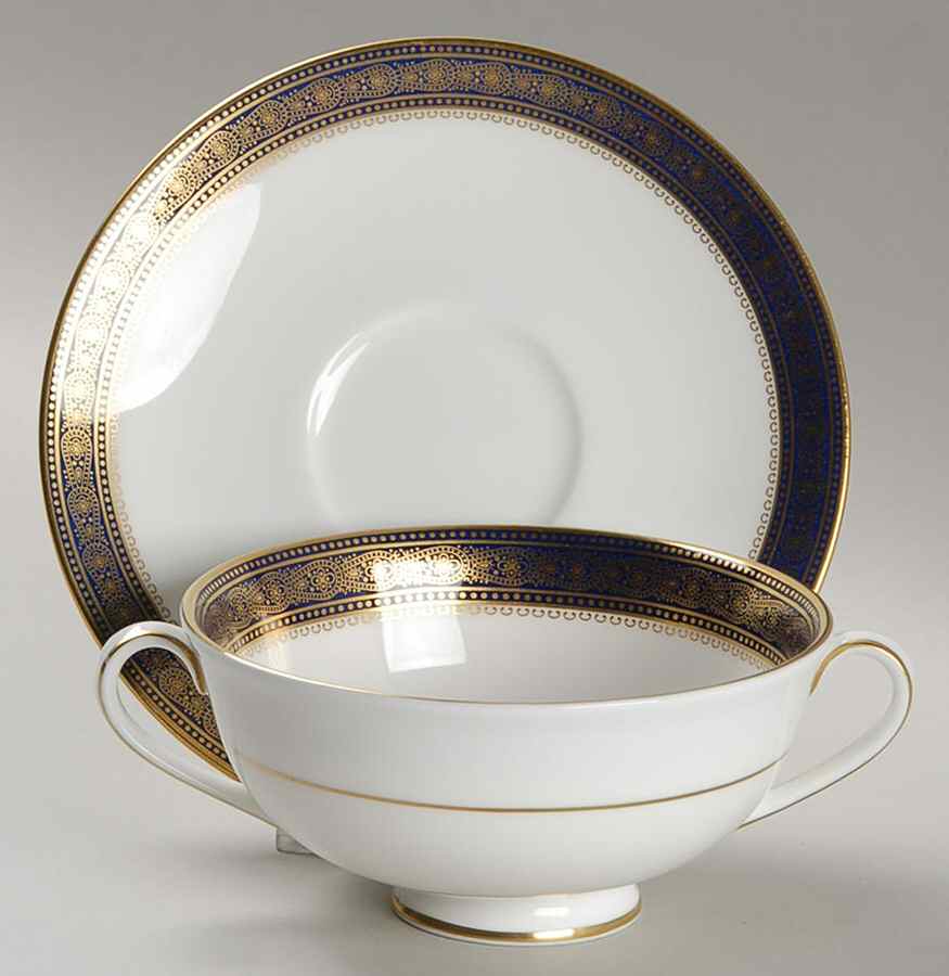 Rochelle Footed Cream Soup Bowl & Saucer Set by Royal Doulton-1