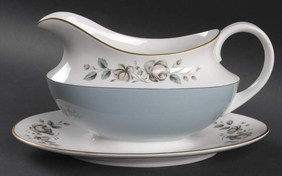 Rose Elegans Gravy Boat with Attached Underplate by Royal Doulton-1