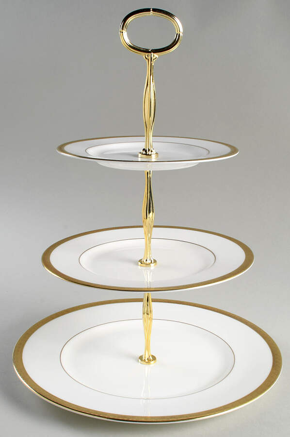 Royal Gold 13 7/8"-14 1/4" 3-Tiered Serving Tray(DP,SP,BB) HC by Royal Doulton-1