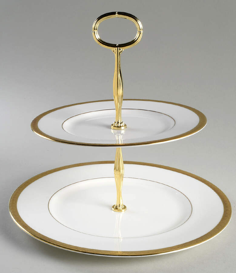Royal Gold 6 5/8"-10"  2 Tiered Serving Tray (Dp, Sp) HC by Royal Doulton-1