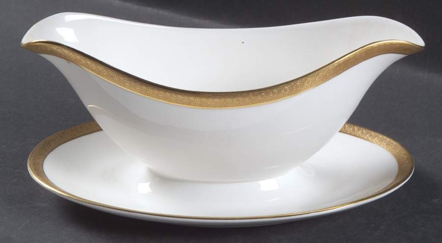 Royal Gold Gravy Boat with Attached Underplate by Royal Doulton-1