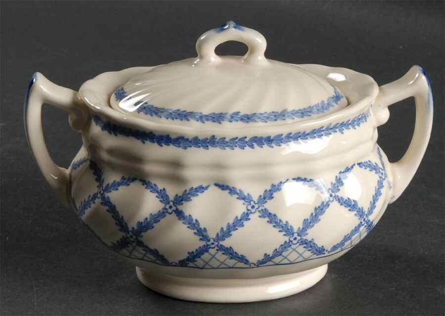 Romney Blue Sugar Bowl & Lid by Royal Doulton-1