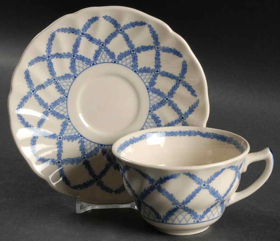 Romney Blue Flat Cup & Saucer Set by Royal Doulton-1