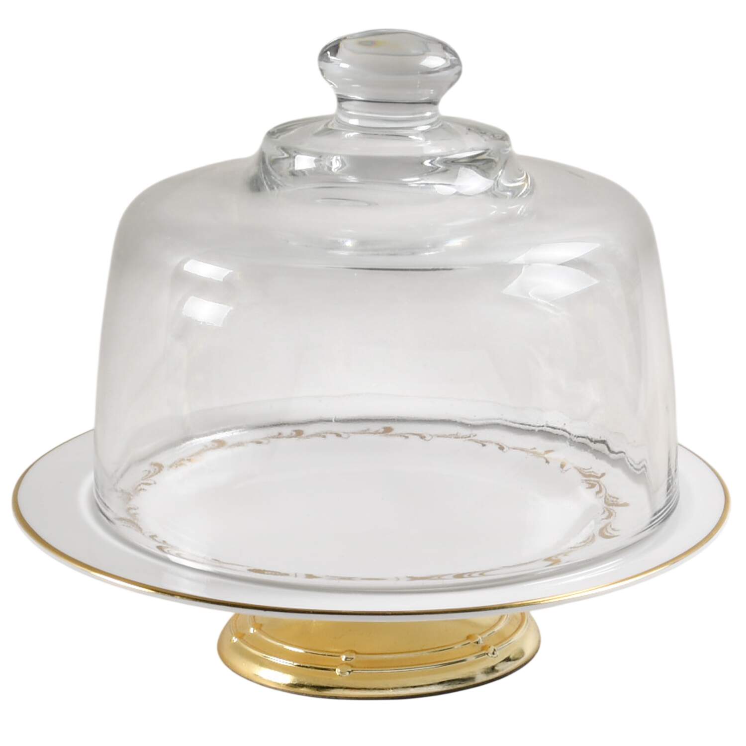 Rondo 6 1/2"-7 1/2" Footed Cheese Plate w/ Glass Dome HC by Royal Doulton-1