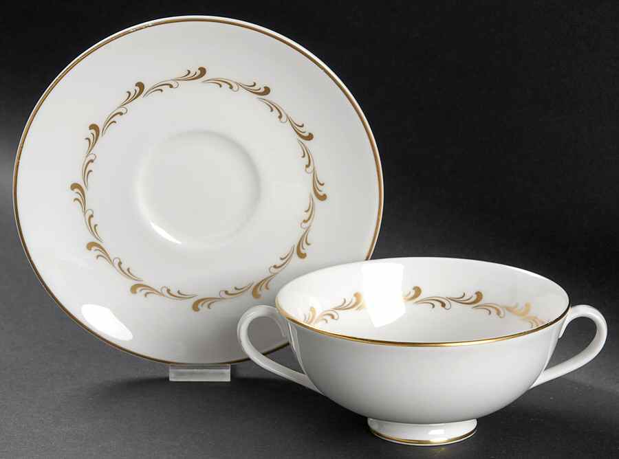 Rondo Footed Cream Soup & Cup Saucer (SAUM1) Set by Royal Doulton-1