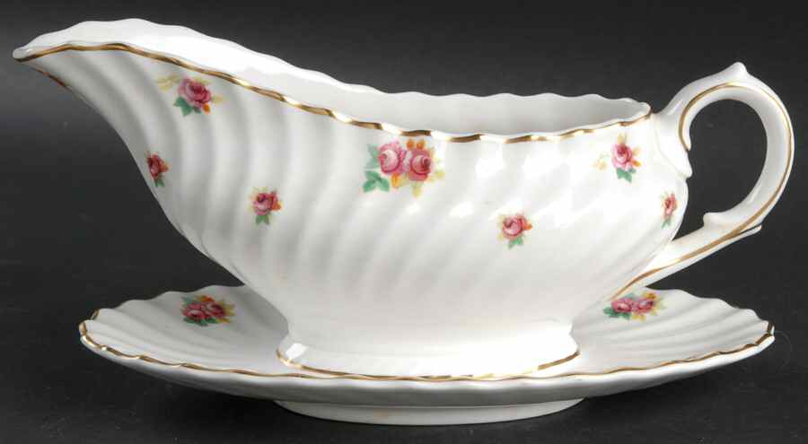 Rosebud Gravy Boat with Attached Underplate by Royal Doulton-1