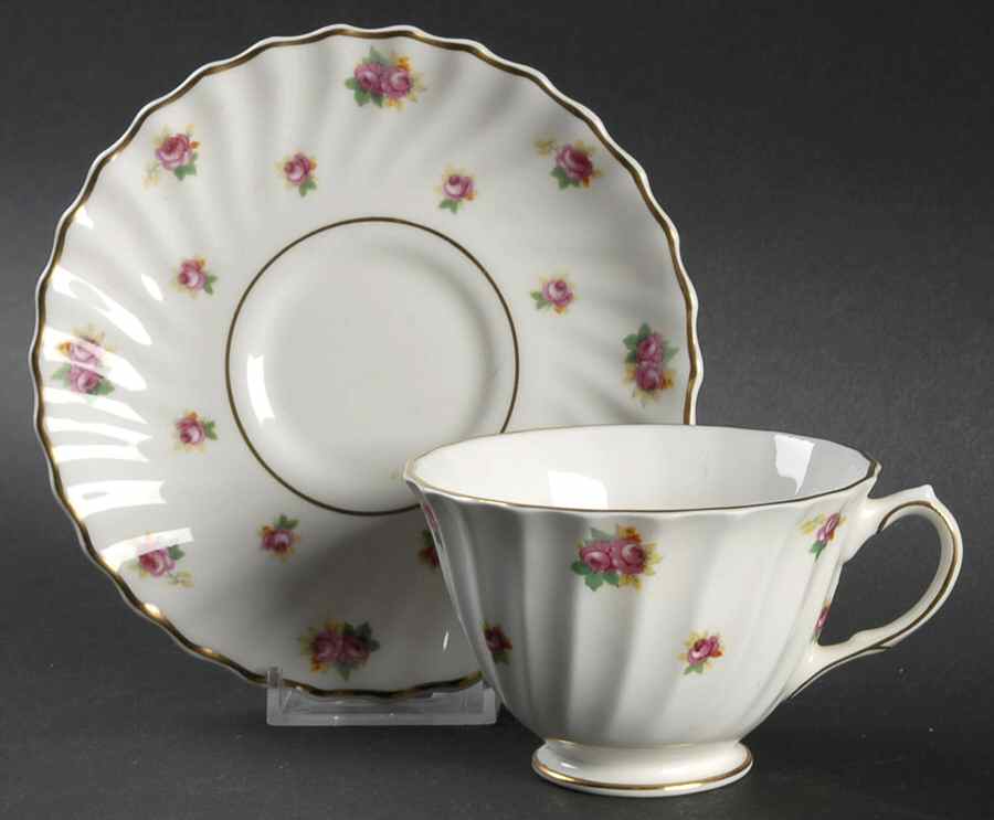 Rosebud Footed Cup & Saucer Set by Royal Doulton-1