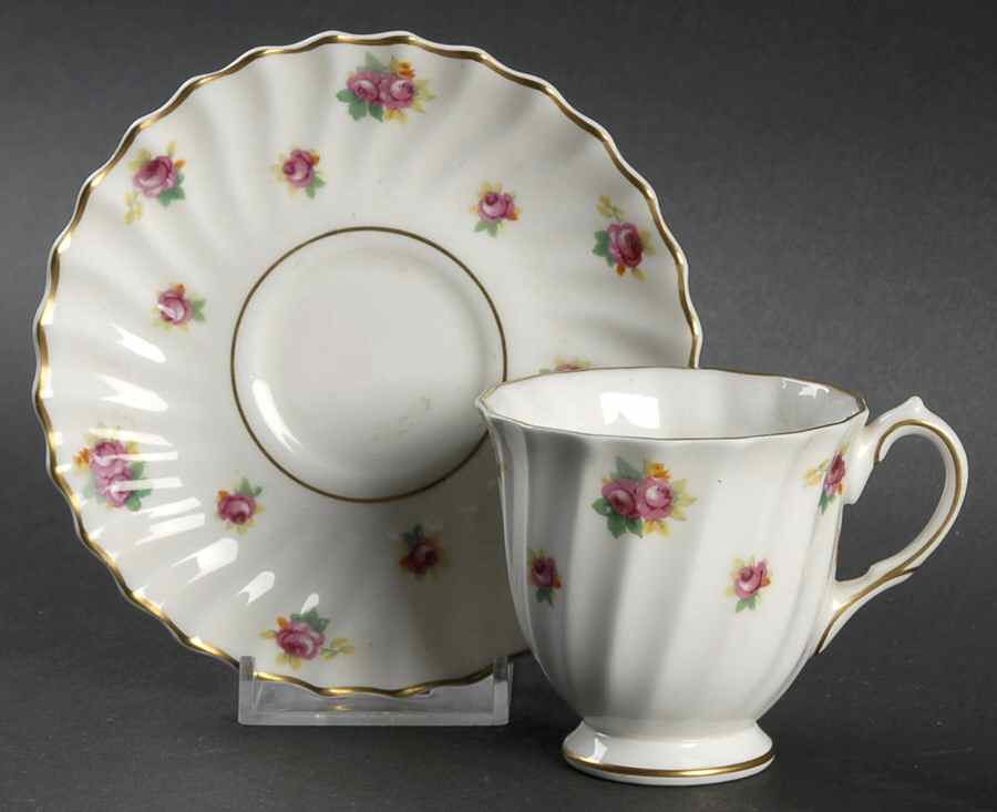 Rosebud Footed Demitasse Cup & Saucer Set by Royal Doulton-1