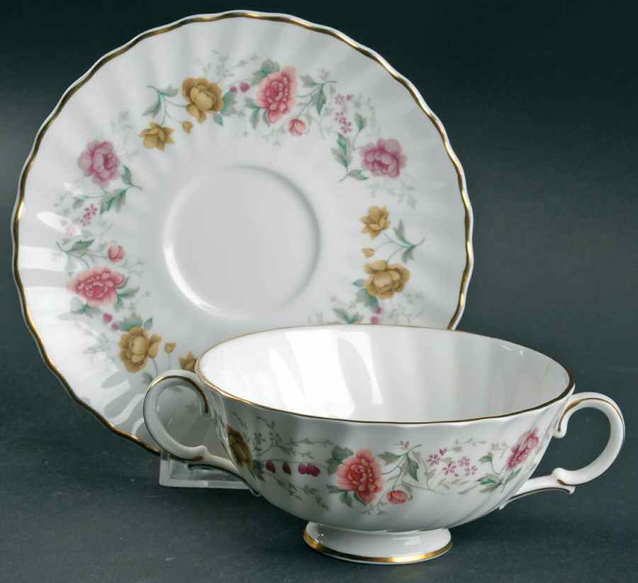 Rosell Footed Cream Soup Bowl & Saucer Set by Royal Doulton-1
