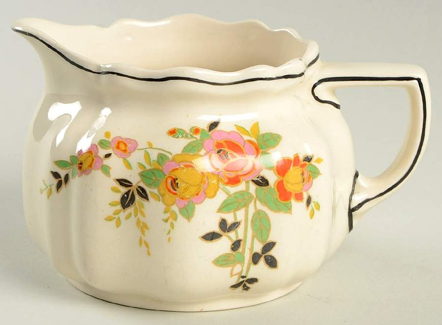 Rosslyn (Roses, Black Trim) Creamer by Royal Doulton-1