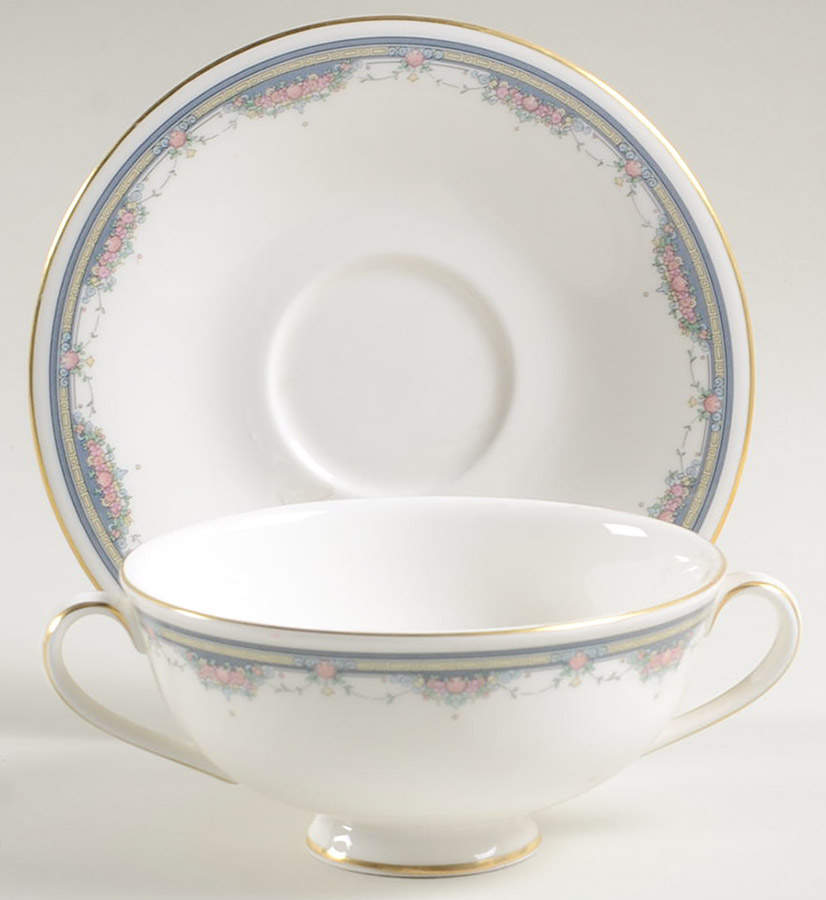 Salisbury Footed Cream Soup Bowl & Saucer Set by Royal Doulton-1