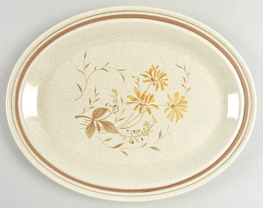 Sandsprite (Single Line Brown Trim) 13" Oval Serving Platter by Royal Doulton-1