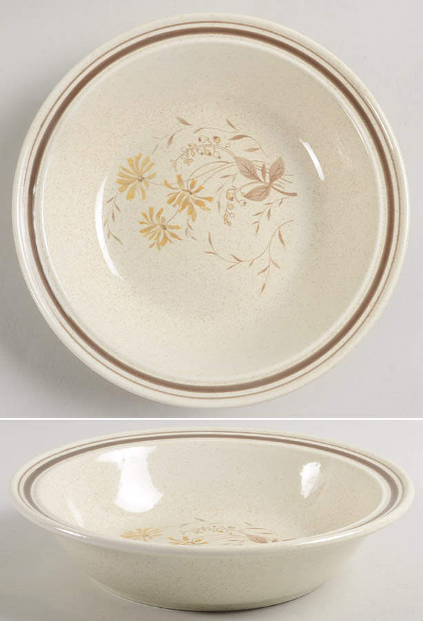 Sandsprite (Double Line Brown Trim) Rim Soup Bowl by Royal Doulton-1