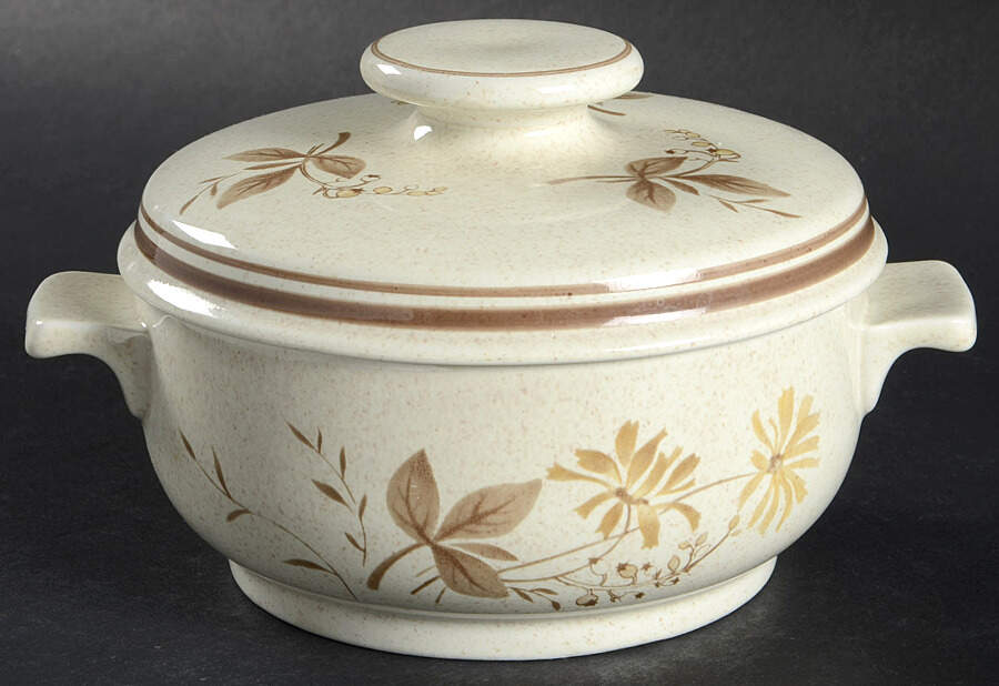 Sandsprite (Double Line Brown Trim) Individual Casserole & Lid by Royal Doulton-1