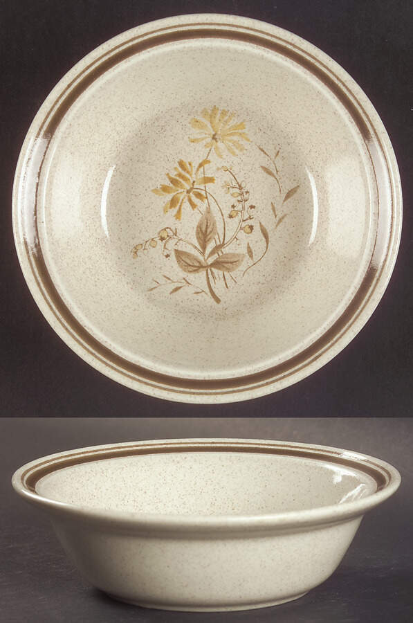 Sandsprite (Double Line Brown Trim) Rim Fruit/Dessert (Sauce) Bowl by Royal Doulton-1