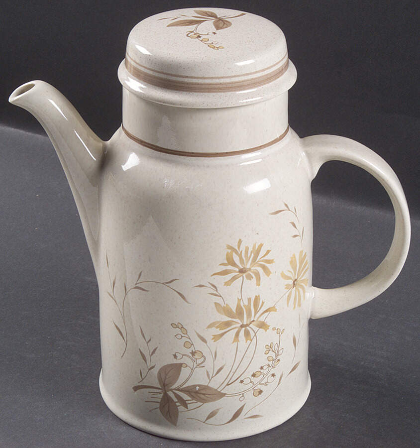 Sandsprite (Double Line Brown Trim) Coffee Pot & Lid by Royal Doulton-1