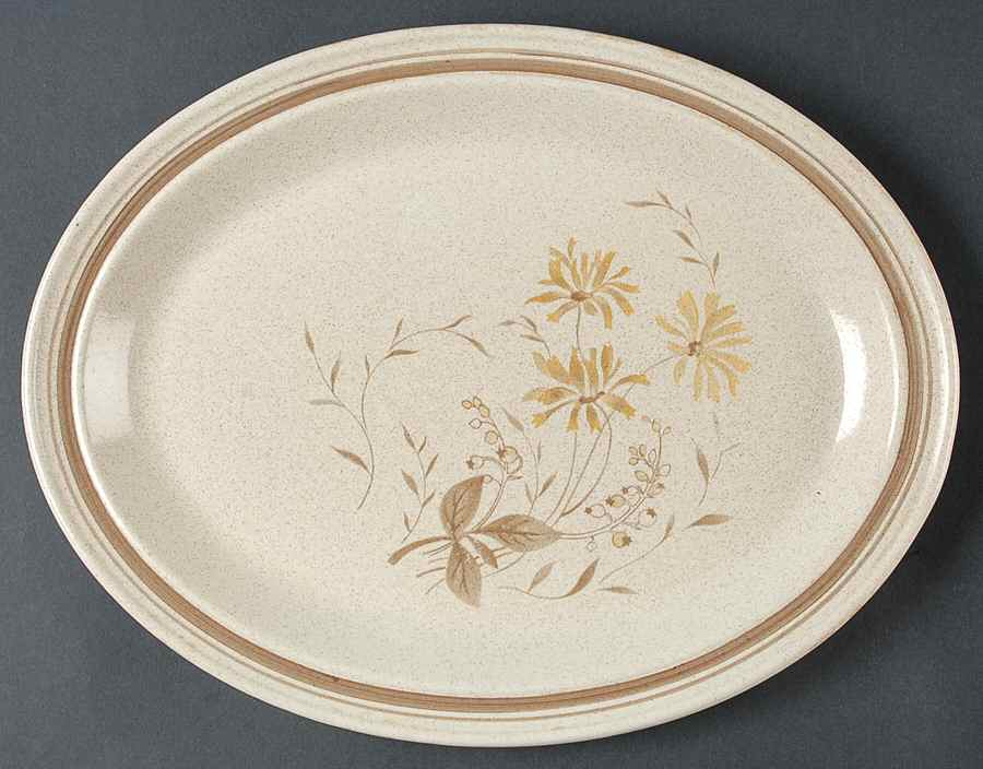 Sandsprite (Double Line Brown Trim) 13" Oval Serving Platter by Royal Doulton-1
