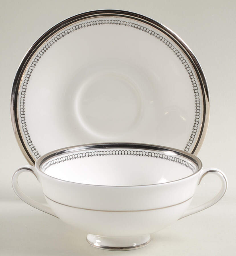 Sarabande Footed Cream Soup Bowl & Cup Saucer Set by Royal Doulton-1