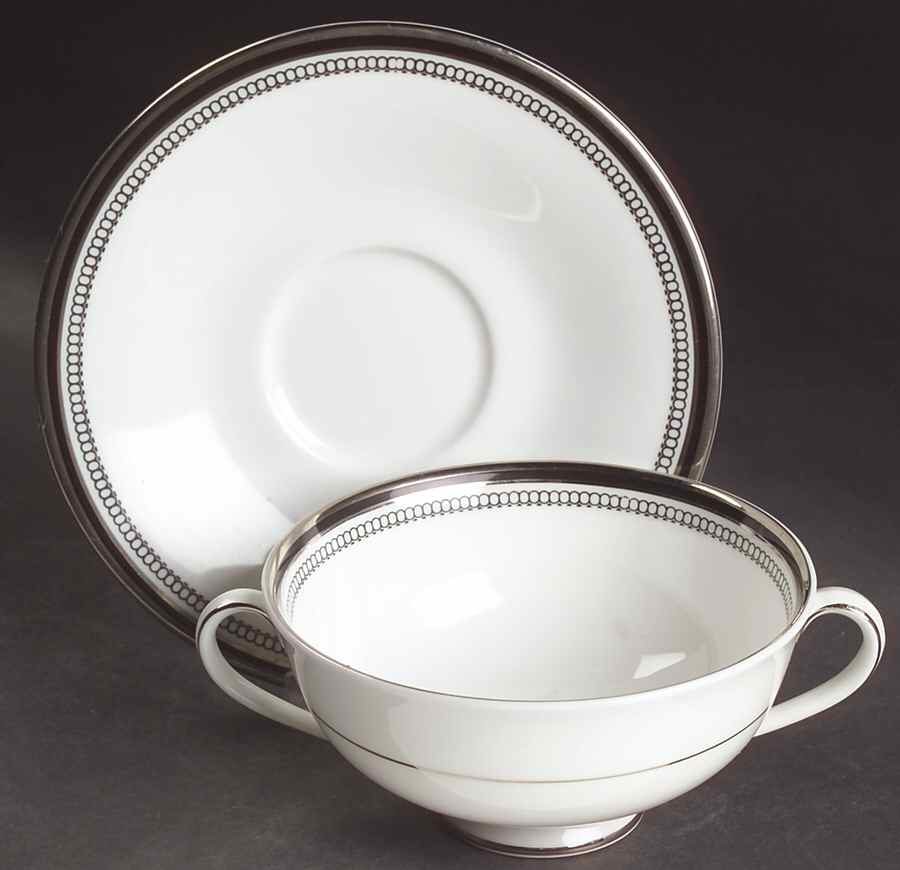 Sarabande Footed Cream Soup Bowl & Cup Saucer Set by Royal Doulton-1