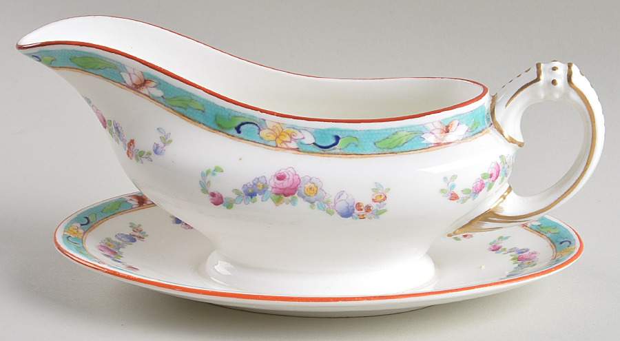 Satsuma Gravy Boat with Attached Underplate by Royal Doulton-1