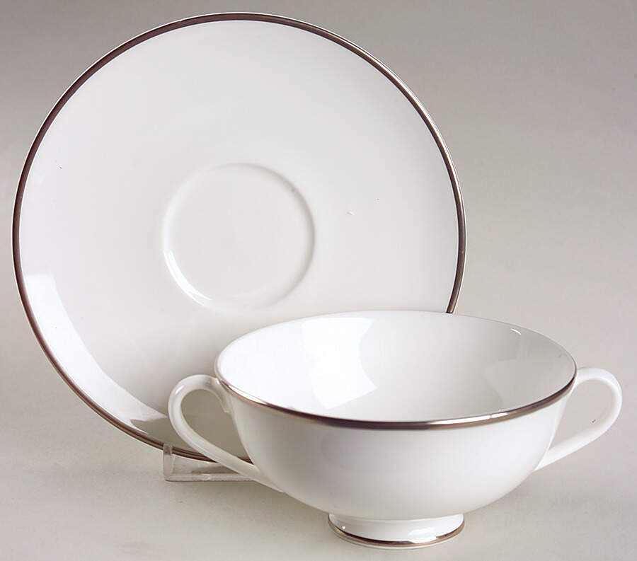 Signet Footed Cream Soup Bowl & Saucer Set by Royal Doulton-1