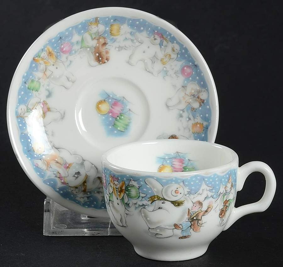 Snowman Miniature Cup and Saucer Set by Royal Doulton-1