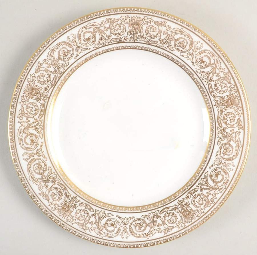 Sovereign (Gold Scroll and Leaf Rim) Bread & Butter Plate by Royal Doulton-1