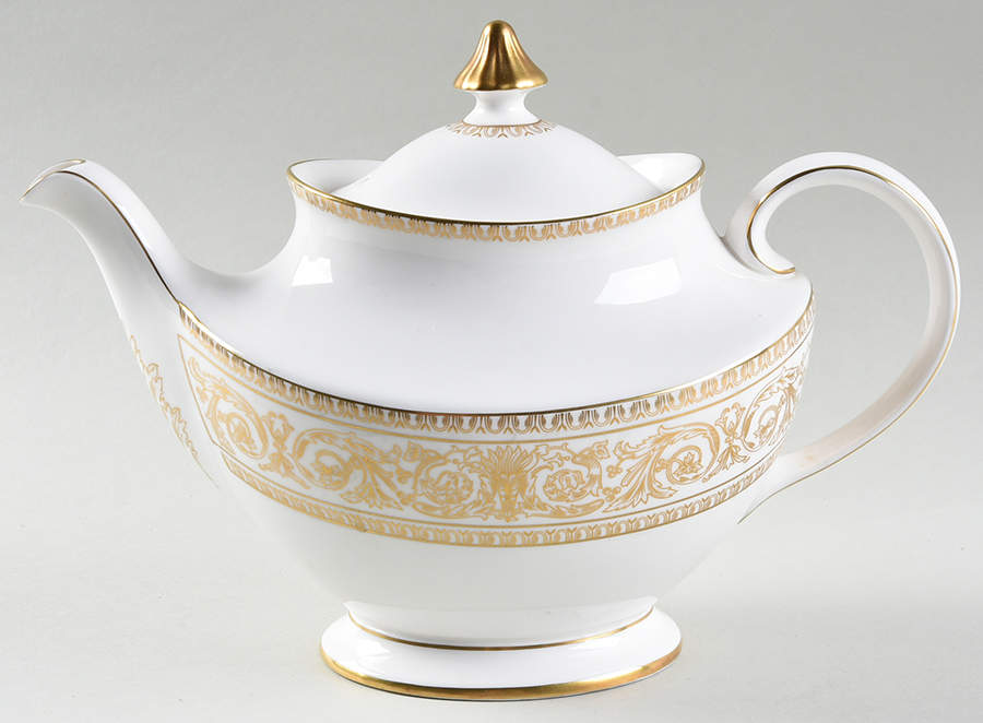 Sovereign (Gold Scroll and Leaf Rim) Teapot & Lid by Royal Doulton-1