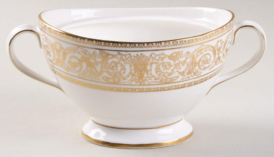Sovereign (Gold Scroll and Leaf Rim) Sugar Bowl No Lid by Royal Doulton-1