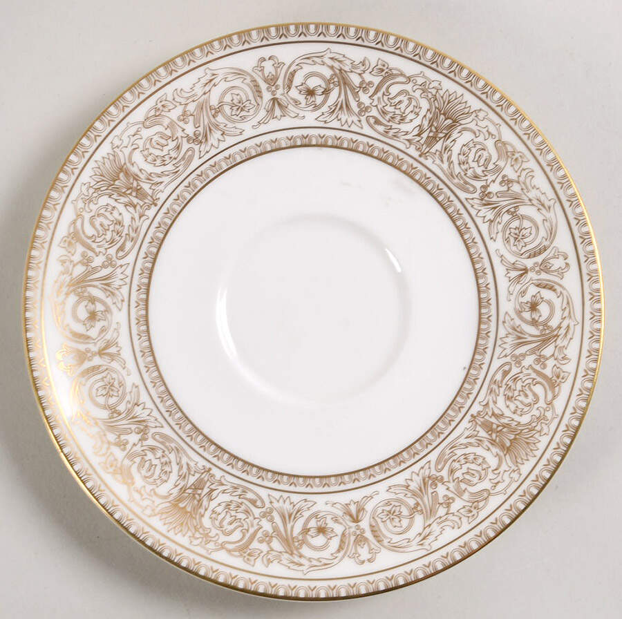 Sovereign (Gold Scroll and Leaf Rim) Saucer by Royal Doulton-1