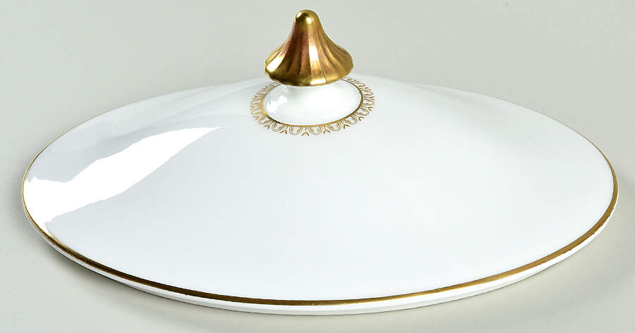 Sovereign (Gold Scroll and Leaf Rim) Lid for Oval Vegetable by Royal Doulton-1