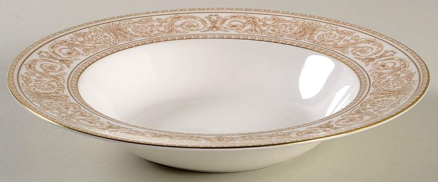 Sovereign (Gold Scroll and Leaf Rim) Large Rim Soup Bowl by Royal Doulton-1