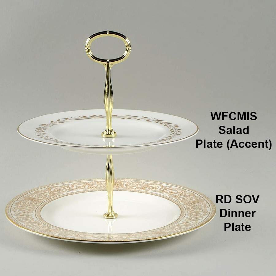 Sovereign (Gold Scroll and Leaf Rim) Mixed/Match 2 Tier Serving Tray by Royal Doulton-1