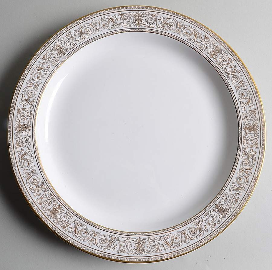 Sovereign (Gold Scroll and Leaf Rim) 13" Chop Plate (Round Platter) by Royal Doulton-1