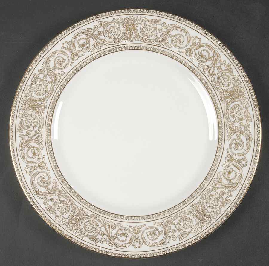 Sovereign (Gold Scroll and Leaf Rim) Luncheon Plate by Royal Doulton-1