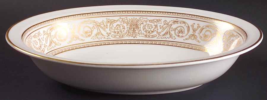 Sovereign (Gold Scroll and Leaf Rim) 10" Oval Vegetable Bowl by Royal Doulton-1