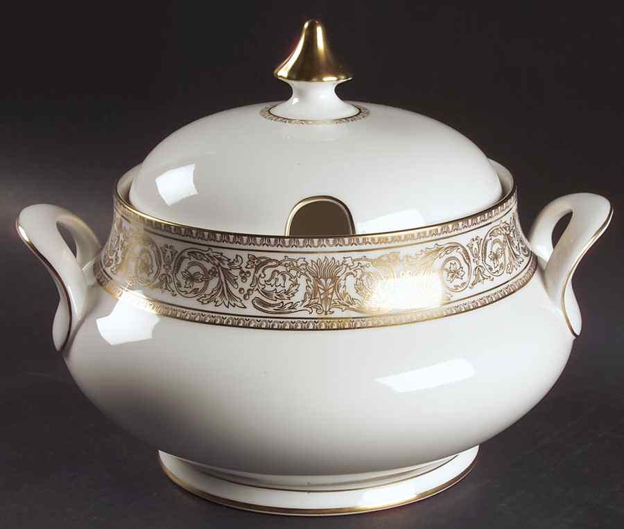 Sovereign (Gold Scroll and Leaf Rim) Tureen &  Lid by Royal Doulton-1