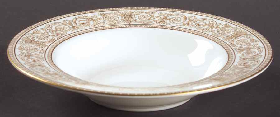 Sovereign (Gold Scroll and Leaf Rim) Rim Soup Bowl by Royal Doulton-1