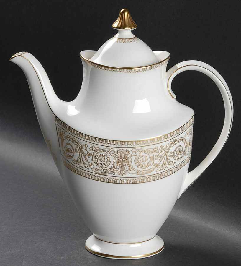 Sovereign (Gold Scroll and Leaf Rim) Coffee Pot & Lid by Royal Doulton-1