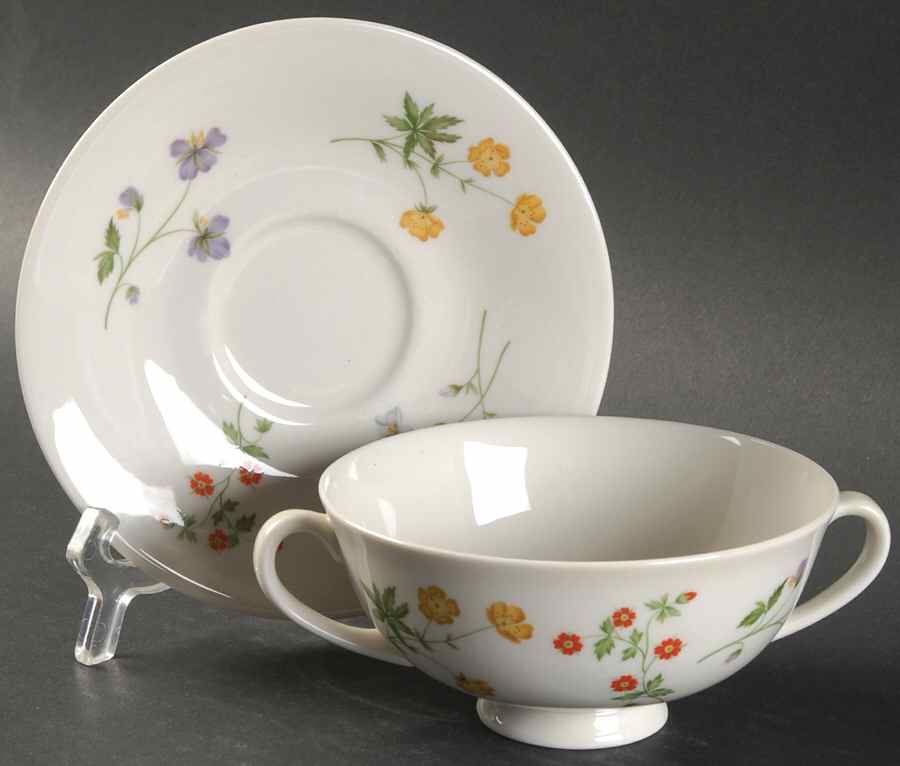 Springtime Footed Cream Soup Bowl & Saucer Set by Royal Doulton-1