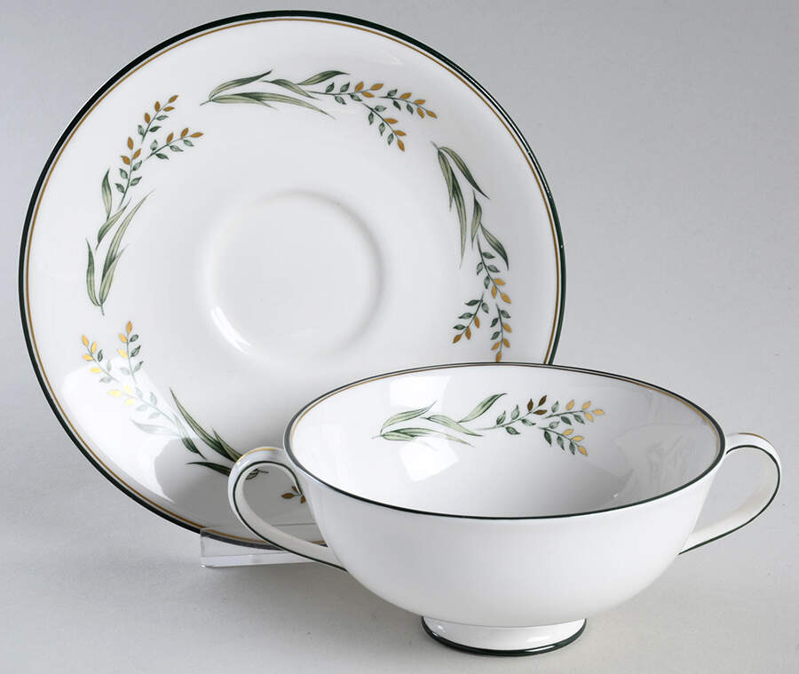 Spring Zephyr Footed Cream Soup Bowl & Saucer Set by Royal Doulton-1