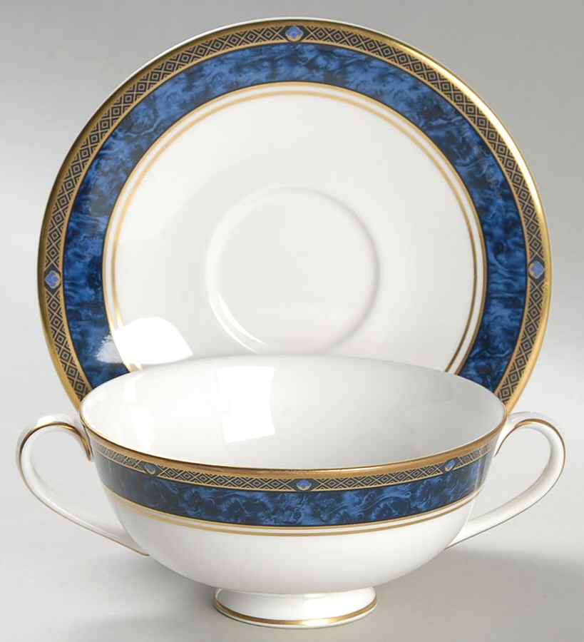Stanwyck Footed Cream Soup Bowl & Cup Saucer Set by Royal Doulton-1