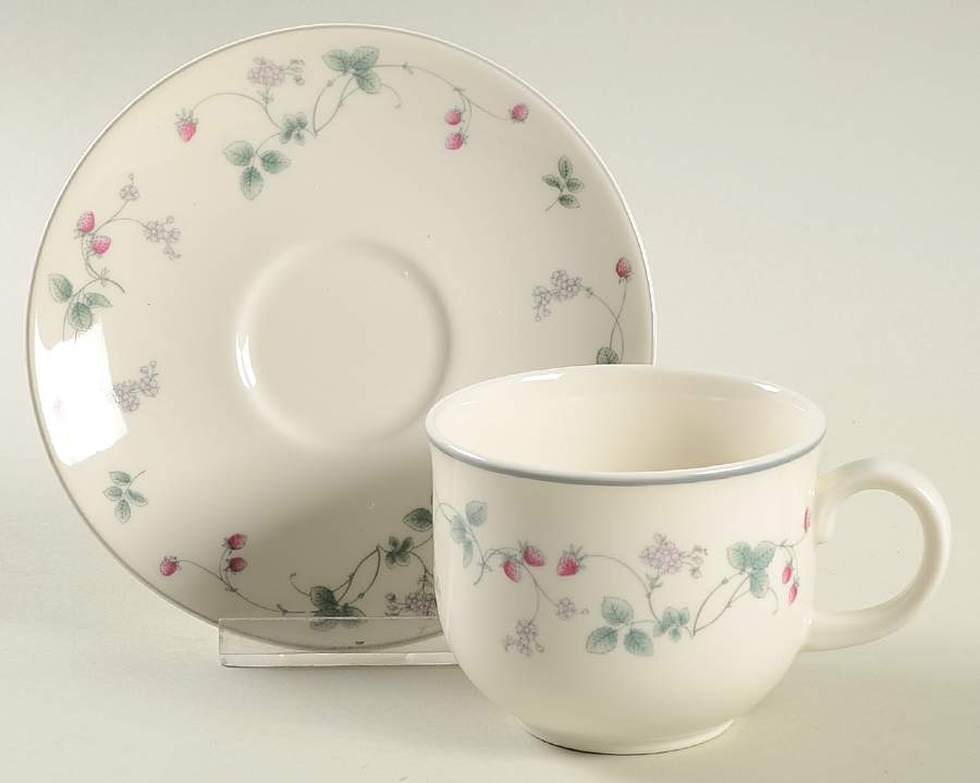 Strawberry Fayre Pink Flat Cup & Saucer Set by Royal Doulton-1