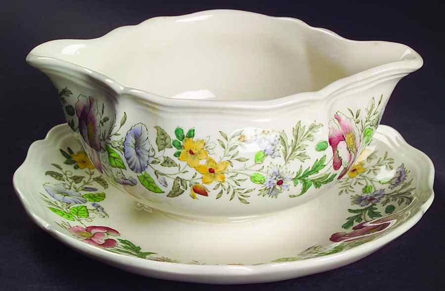 Stratford (Floral) Gravy Boat with Attached Underplate by Royal Doulton-1