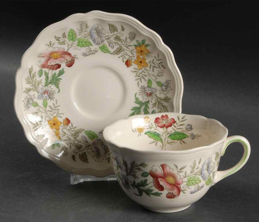 Stratford (Floral) Flat Cup & Saucer Set by Royal Doulton-1