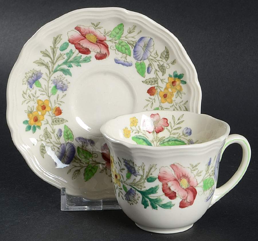 Stratford (Floral) Flat Demitasse Cup & Saucer Set by Royal Doulton-1